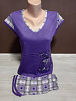 Подростковая пижама для девочки Турция Собачка футболка и шорты хлопок 10-14 лет сирень фиолетовая