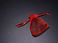 Мешочки для подарков из органзы красивые однотонные цвет красный. 7х9см