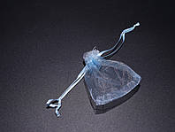 Подарочные мешочки из органзы для упаковки ювелирных украшений Цвет голубой. 7х9см