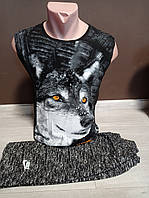 Летний подростковый костюм для мальчика подростка Турция Волк вожак футболка и шорты 12-18 лет