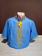 Дизайнерская мужская голубая рубашка "Харизма" с вышивкой Украина УкраинаТД 44-64 размеры лен