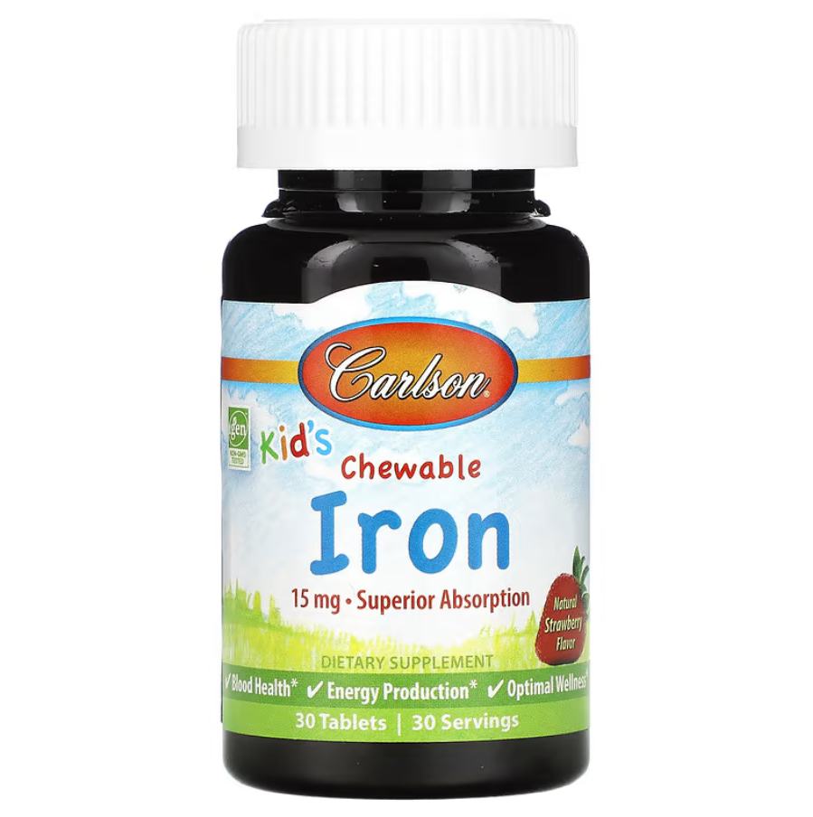 Kid's Chewable Iron Strawberry 15 мг Carlson 30 таблеток