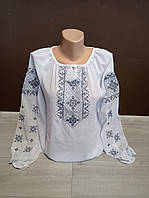Дизайнерская женская белая вышиванка "Звезды новые" с длинным рукавом Украина УкраинаТД 44-64 размеры шифон