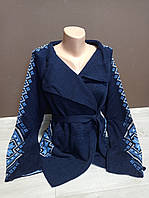 Утепленная кофта кардиган с вышивкой для девочки подростка Turkey Турция на 14-18 лет шерсть синяя