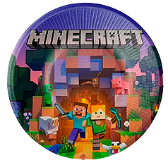 Паперова тарілка 03 - Комп'ютерна гра "Майнкрафт" (10 шт)