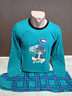 Подростковая пижама для мальчика подростка Турция Аниме кот на 8-14 лет двойка реглан и штаны зеленая
