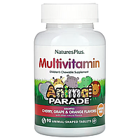 Вітаміни Animal Parade Multivitamin Children's Chewable Supplement Cherry Grape Orange NaturesPlus 90 таблеток