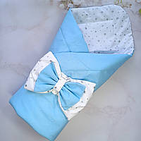 Детский летний конверт для новорожденных Конверт-одеяло новорожденным Летний конверт на выписку Голубой
