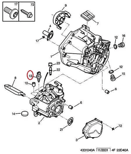 Датчик заднього ходу на Fiat Qubo, Peugeot Bipper, Citroen Nemo (2008-...) 1.4, 9662906780, 225753
