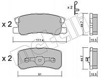 Тормозные колодки Metelli 22-0400-0 Mitsubishi Outlander, Pajero, Grandis; Citroen C-Crosser; Peugeot 4007;