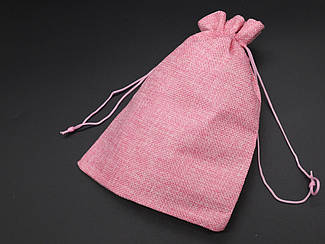 Подарунковий мішечок із мішковини на затяжках. Колір рожевий. 17х23см