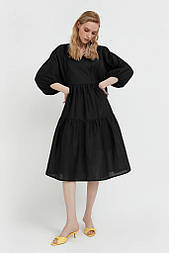 Довга літня сукня з розкльошеним низом Finn Flare S21-11095-200 чорна M