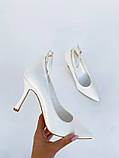 Весільні білі матові туфлі човники шпилька 38 розмір, фото 6