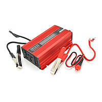 Інвертор напруги V-TEK+LCD 1000ВА(600Вт), 12/220V, approximated, 1 універсальна розетка+USB, клеми+крокодили,