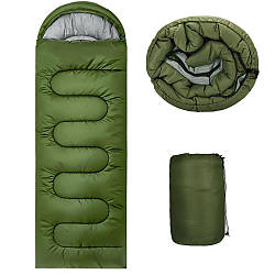 Спальний мішок 205х73см, Хакі / Спальник тактичний теплий / Спальник з капюшоном