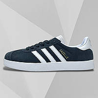 Женские кроссовки Adidas Gazelle кожаные темно-синие весенние/осенние