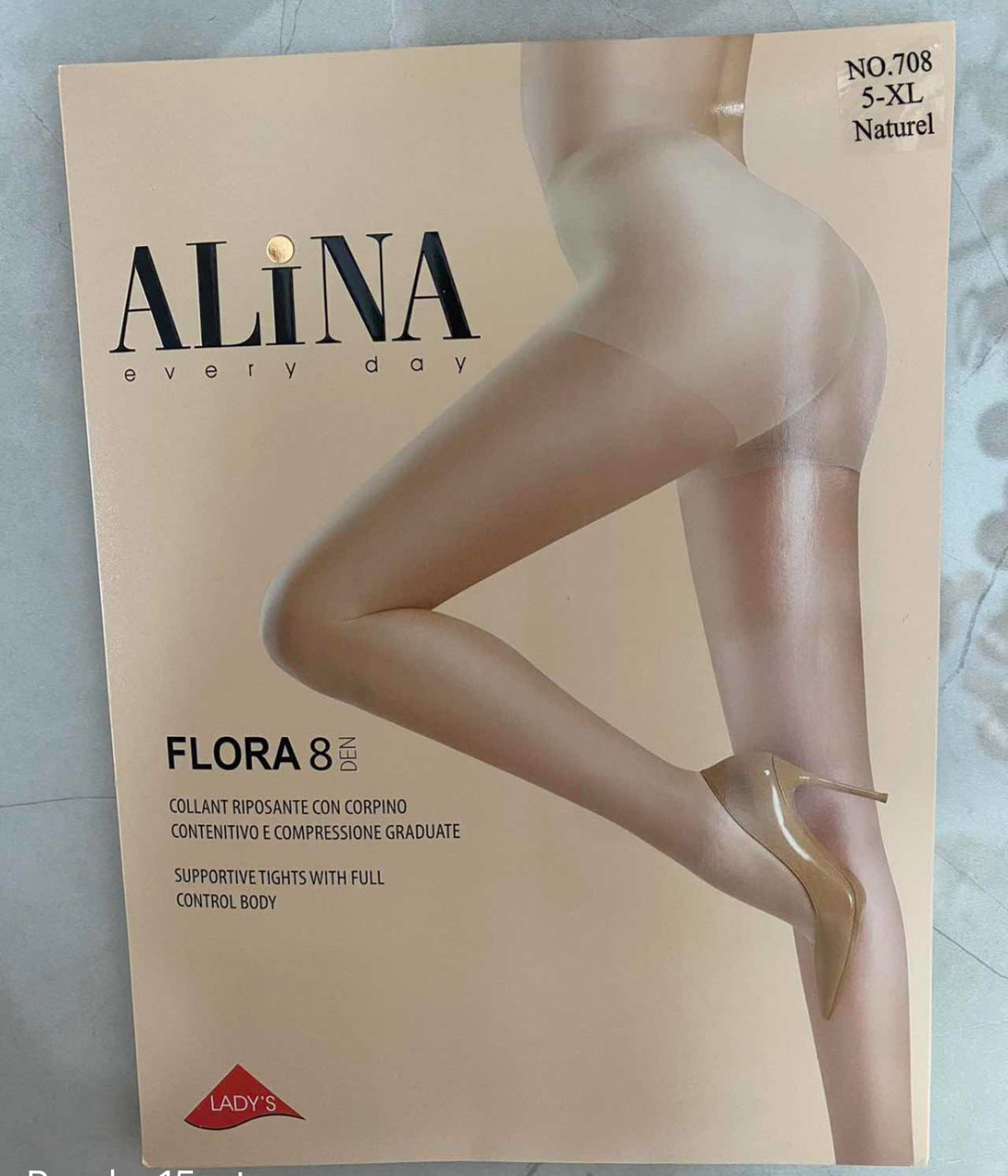 Колготи жіночі, прозорі 8 Den Alina Flora, бежеві розмір 3