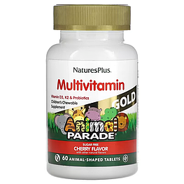 Вітаміни Animal Parade Gold Children's Chewable Multivitamin Supplement Cherry NaturesPlus 60 таблеток