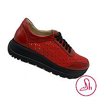 Кросівки жіночі літні зі шкіри червоного кольору “Style Shoes”, фото 4