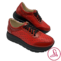 Кросівки жіночі літні зі шкіри червоного кольору “Style Shoes”, фото 5