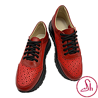 Кросівки жіночі літні зі шкіри червоного кольору “Style Shoes”, фото 7