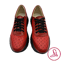 Кросівки жіночі літні зі шкіри червоного кольору “Style Shoes”, фото 6