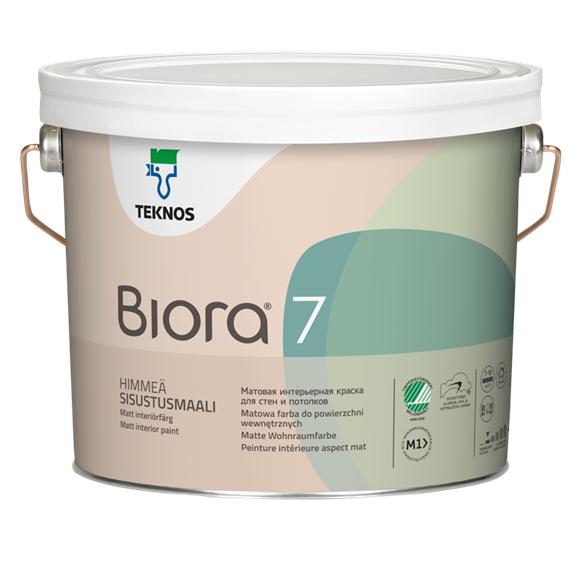 Водорозчинна фарба для стін та стелі Teknos Biora 7, 2.7 л