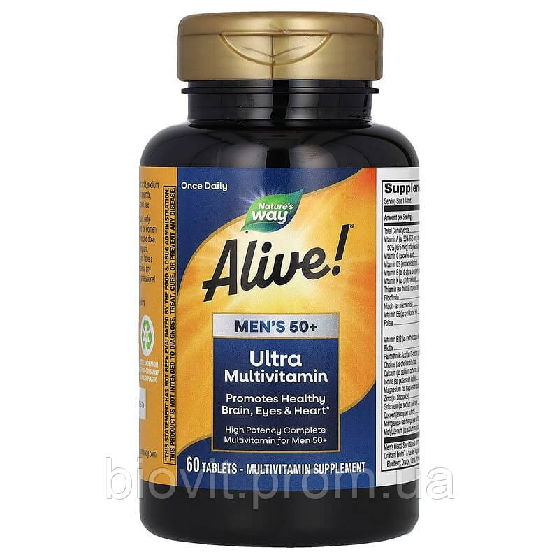 Вітаміни для чоловіків 50+ (Alive! Men's 50+ multi-vitamin), фото 1