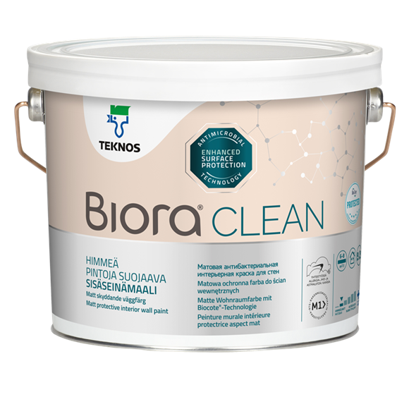 Водорозчинна фарба для стін та стелі Teknos Biora Clean, 0.9 л