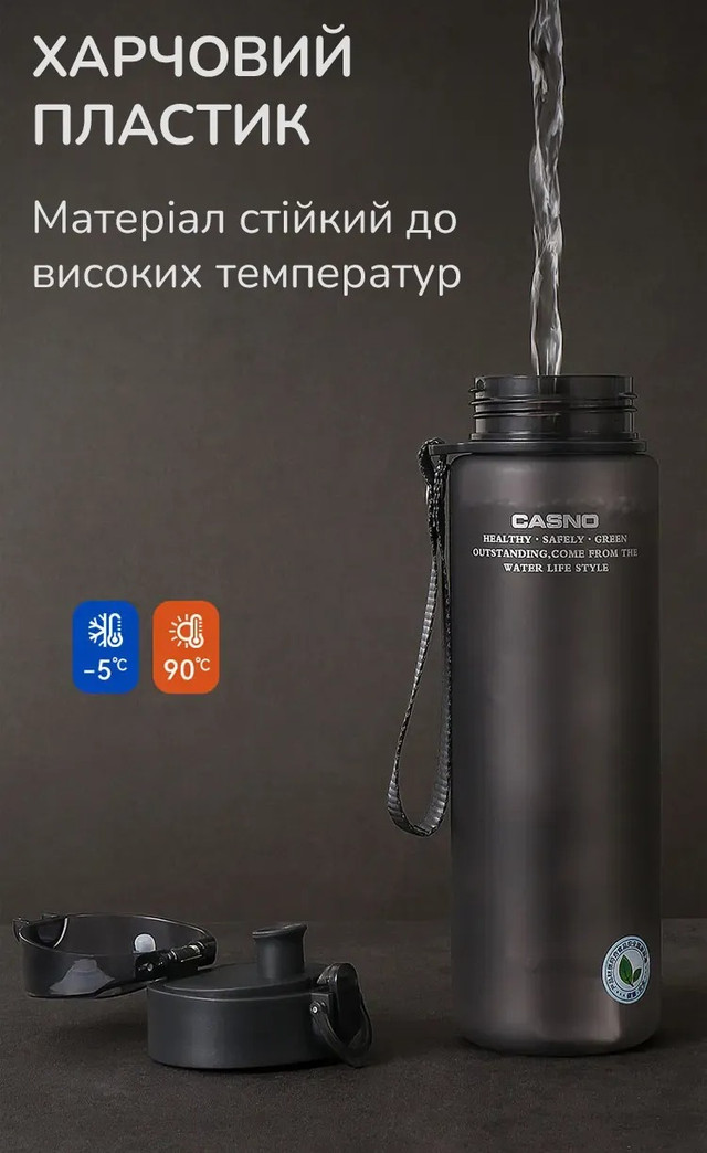Пляшка для води CASNO 1050 мл KXN-1184 Сіра 4 5758945824 5758945824