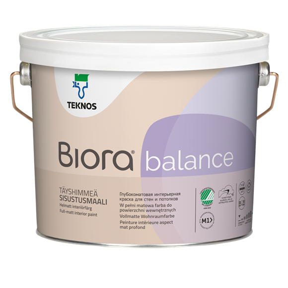 Водорозчинна фарба для стін та стелі Teknos Biora Balance, 0.9 л, фото 1