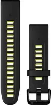 Ремінець для розумного годинника Garmin Silikonowy Pasek Quickfit 20 Mm Czarny/Limonkowy