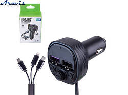 FM модулятор Bluetooth 5в1 CS1 12-24v 2USB 5V-3.1A Type C 5V-3.1A 3in1 charging cable BT5.0 RGB-ambient light