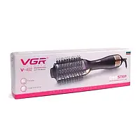Фен щетка расческа VGR V-492 для завивки выпрямления Инструмент для укладки волос черный с ионизацией