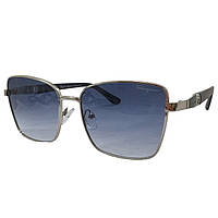 Солнцезащитные очки в тонкой металлической оправе с голубой линзой градиент