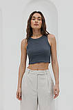 Жіноча укорочена майка топ у рубчик у розмірі L, фото 10