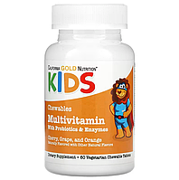 Вітаміни Chewable Multivitamins with Probiotics & Enzymes for Children California Gold Nutrition 60 таблеток