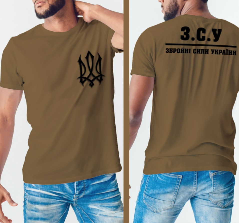 Футболка з принтом 3D на тему ЗСУ хакі