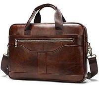 Деловая мужская сумка из зернистой кожи Vintage 14837 Коричневая un