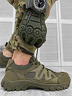 Мужские тактические кроссовки Олива Undolini военные летние кроссовки нубук сетка армейская обувь лето ВСУ