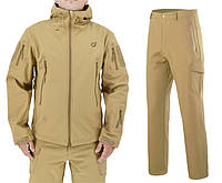 Комплект (тактическая куртка Eagle Soft Shell JA-01 и тактические штаны Eagle PA-01 на флисе) Песок (Койот) sm