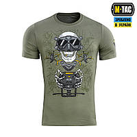 Тактическая футболка M-TAC DROHNENFÜHRER LIGHT OLIVE,мужская военная футболка олива для зсу