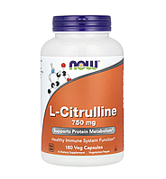 Цитрулин, L-Citrulline, Now Foods, 750 мг, 180 капсул (NOW-00103)