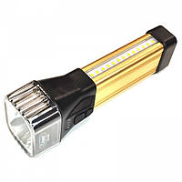 Ручной светодиодный аккумуляторный фонарь лампа с боковым светом COBA CB-888 USB Золотой sm