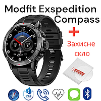 Modfit Expedition Compass All Black водонепроницаемые умные смарт часы с компасом со звонком  NX8