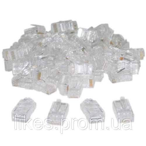 Коннектор 100шт RJ45 8P8C Cat5 Cat5e Cat6 RJ45 - фото 1 - id-p2196244380