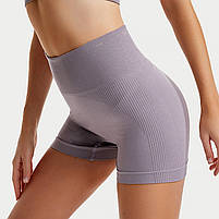 Шорти жіночі Lesko 1802# Ліловий S безшовні для фітнесу пушап push up шт., фото 3