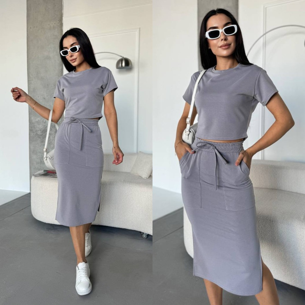 Жіночий повсякденний костюм зі спідницею, фото 1