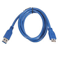 USB 3.0 Micro-B дата кабель, 1.5м, міцний, синій sm