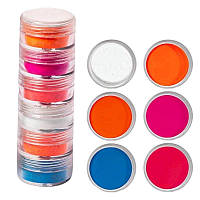 Неоновий пігмент (пудра) 6 шт/уп. для манікюру (геля, полігеля, гель-лаку) та макіяжу 378 - 378 №2